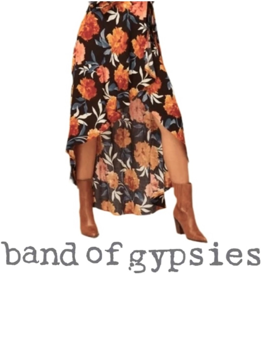 BAND OF GYPSIES | NWT High Low Wrap Full Ruffled Floral Boho Viscose Skirt